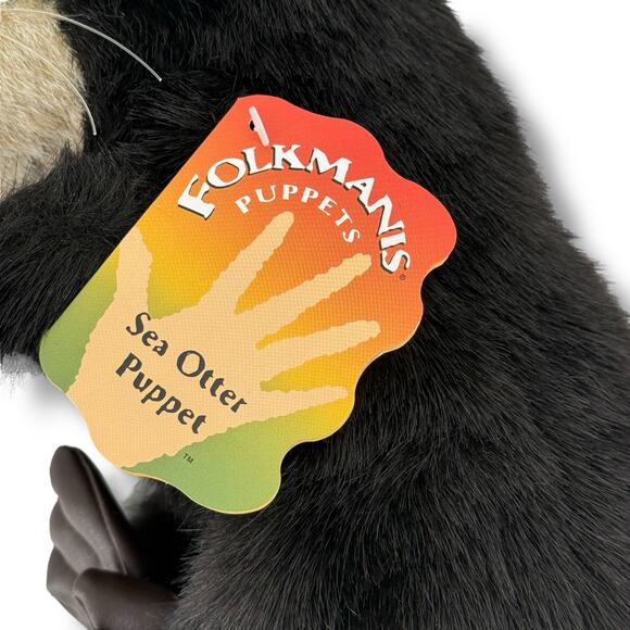 Folkmanis Sea Otter Hand Puppet Plush Dark Brown Faux Leather Feet 12” - Picture 3 of 4